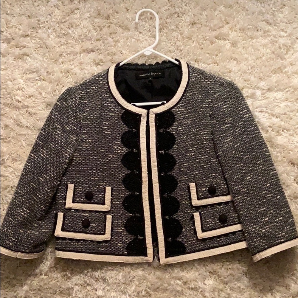 Nanette Lepore Black and White Cropped Blazer